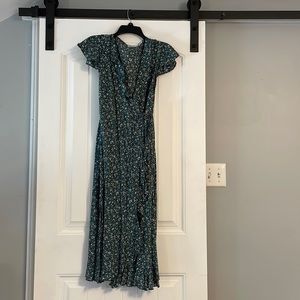 Urban Outfitters Green Floral Wrap Dress